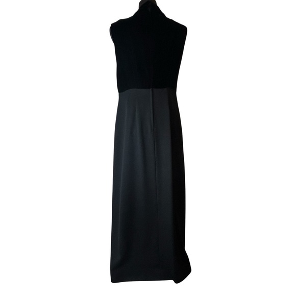 Black Vintage Union Long Full Length Floral Flower Dress Embroidery Velvet 60s - Picture 3 of 16